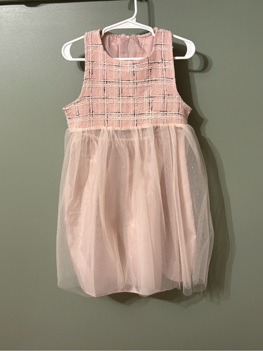 Pink Tweed & Tulle Girls Party Dress